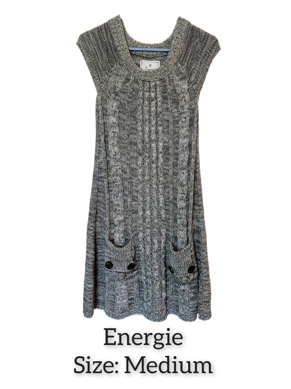 Energie Heather Gray Cable-Knit Tunic Dress
